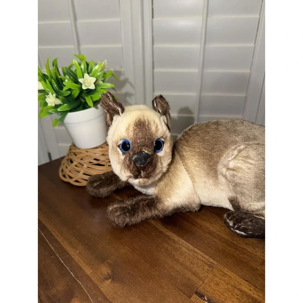 Siamese Cat Realistic Plush Stuffed Animal Doll Soft Toy